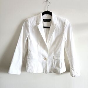 CLUB MONACO I US 0 White Rayon Cotton Blazer in White